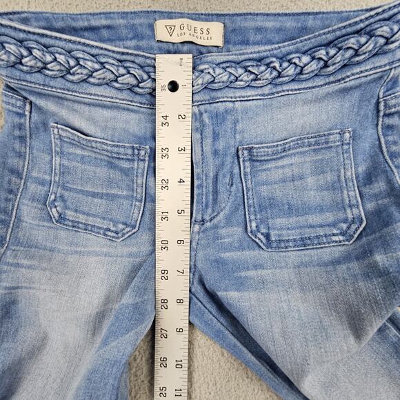 Guess Jeans Womens 23 Flare Braided Waistband Boho Stretch Denim Pants - Picture 7 of 9
